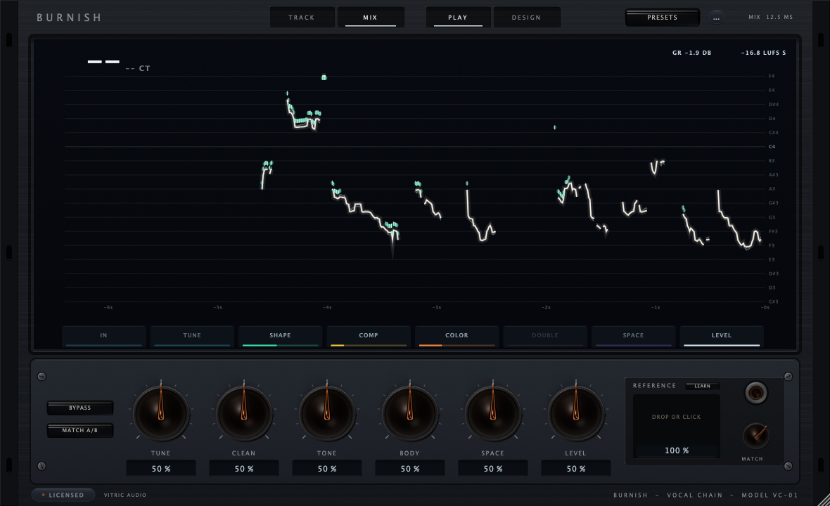 Burnish Vocal Chain 1.2.0, the whole window
