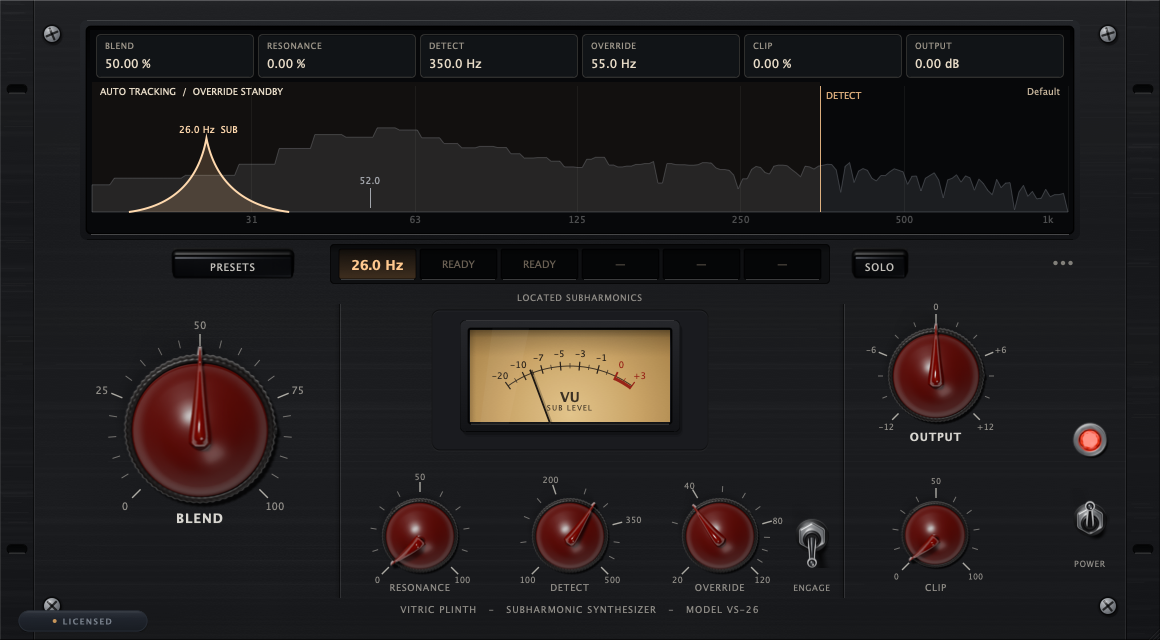 Plinth Subharmonic Synthesizer 0.2.11, the whole window