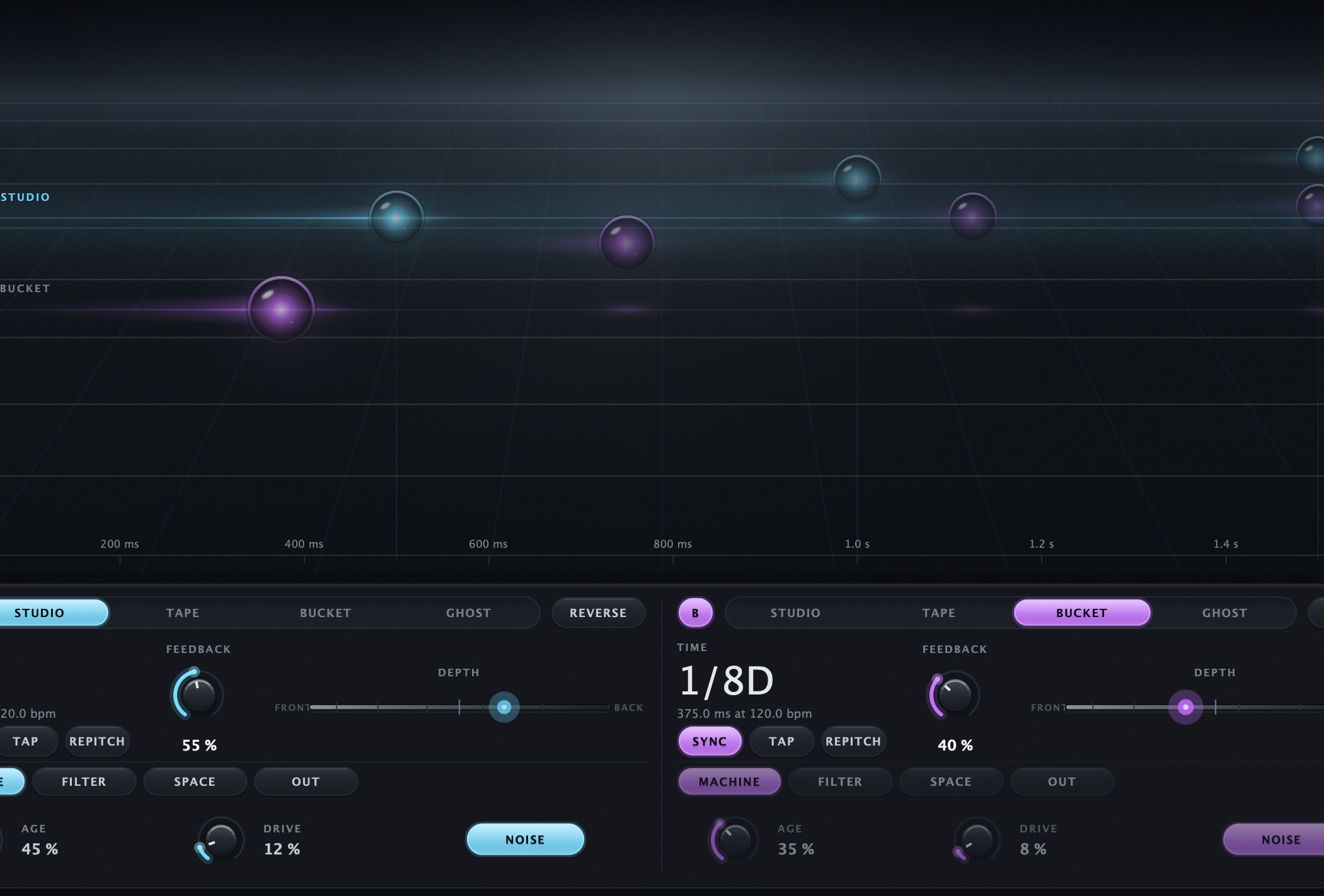 Colonnade Delay licensed interface in Studio engine