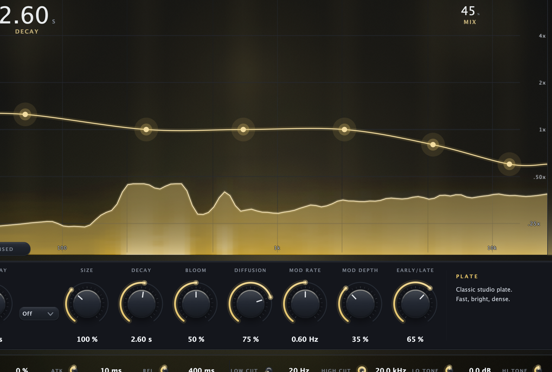 Halo Reverb licensed interface in Plate space