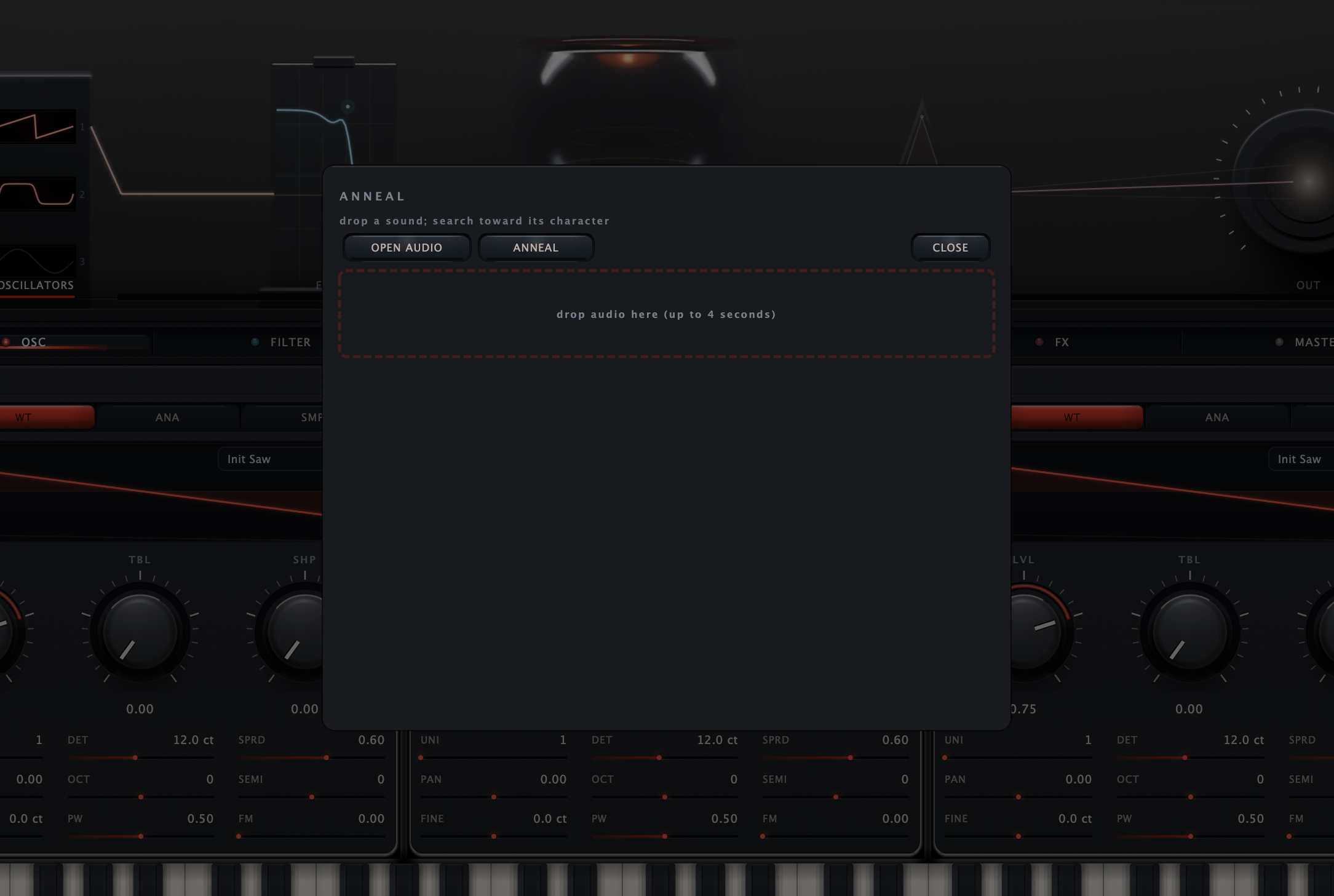 Kiln synthesizer Anneal view for searching toward a reference sound's character